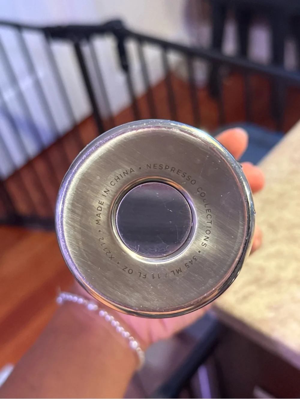 Nespresso Ribbed Stainless Travel Tumbler - Silver & Black